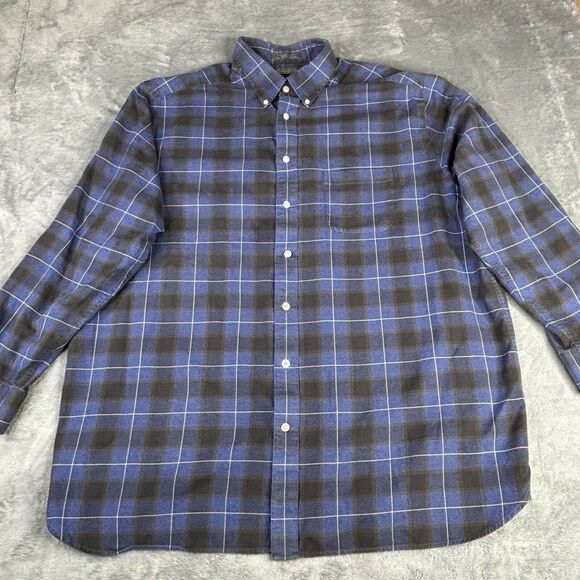 Daniel Cremieux Mens Shirt 2XT Blue Gray Plaid Light Brushed Flannel Long Sleeve - Picture 3 of 9
